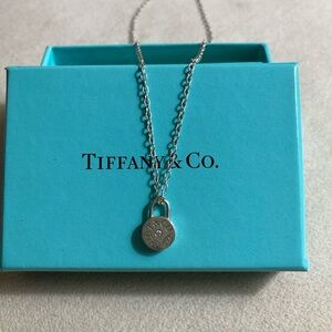 Tiffany & Co. Silver Diamond Lock Necklace